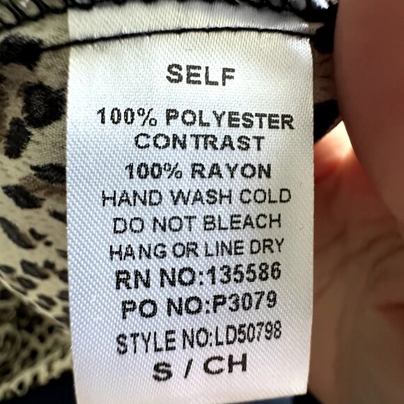 NWT Tiered Animal Print Maxi Boho Sundress with Black Crossover Bodice, Size S - Picture 8 of 8